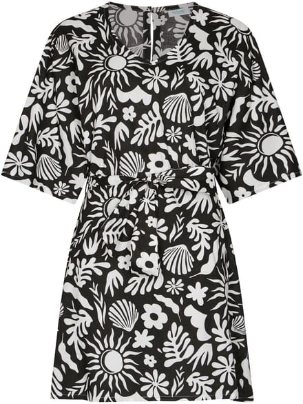MyRebelle - Jurk - Sunveil - Viscose - Zwart/Wit - Maat 38