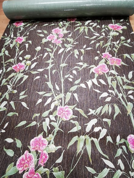Bloemen behang goud rose groen 70cm breed rasch exclusief behang