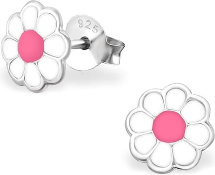 Princess Oorbellen Daisy White - 925 Zilver E-Coating - Bloem - ∅7mm