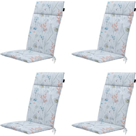 Madison - Tuinstoelkussen Hoge Rug Donna azure canvas eco+ - Ca. 120x50 cm - Set van 4