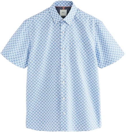 Next - Heren - Strijkvrij Oxford-overhemd met korte mouwen - Blauw