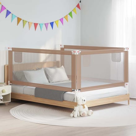 Barrière de Sécurité pour Lit d'Enfant Taupe 200x25 cm Tissu