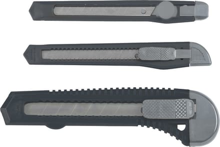 Afbreekmessen set - 3-delig - 9 mm / 18 mm - uitschuifmessen