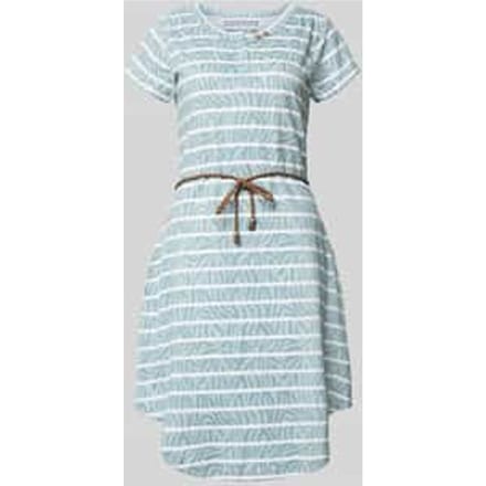 Knie-lange t-shirtjurk met strikceintuur