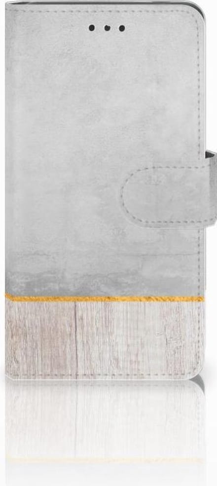 Book Case voor Nokia 7 Book Style Case Wood Concrete