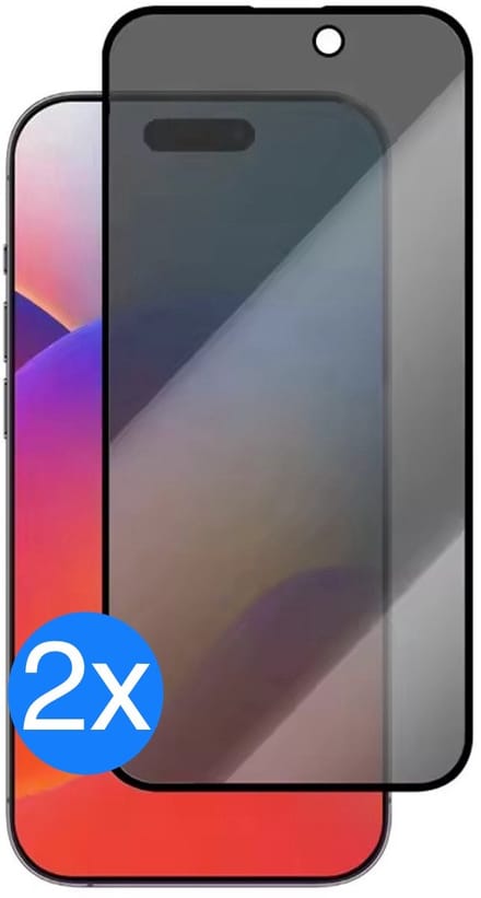 2x Privacy Screenprotector geschikt voor iPhone 15 - Screen protector Privacy geschikt voor iPhone 15 - Geschikt voor iPhone 15 screenprotector privacy - Privacy Glass - 2 Stuks - Edge to Edge
