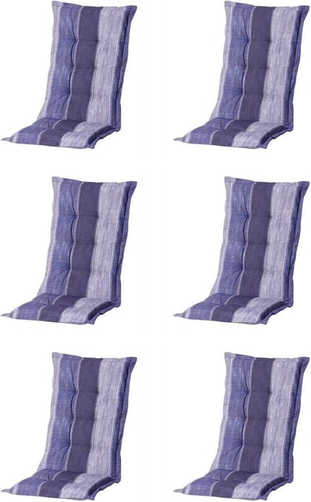 Madison - Tuinkussen - Hoge Rug - 6 st - Denim Stripe Blue - 123x50cm