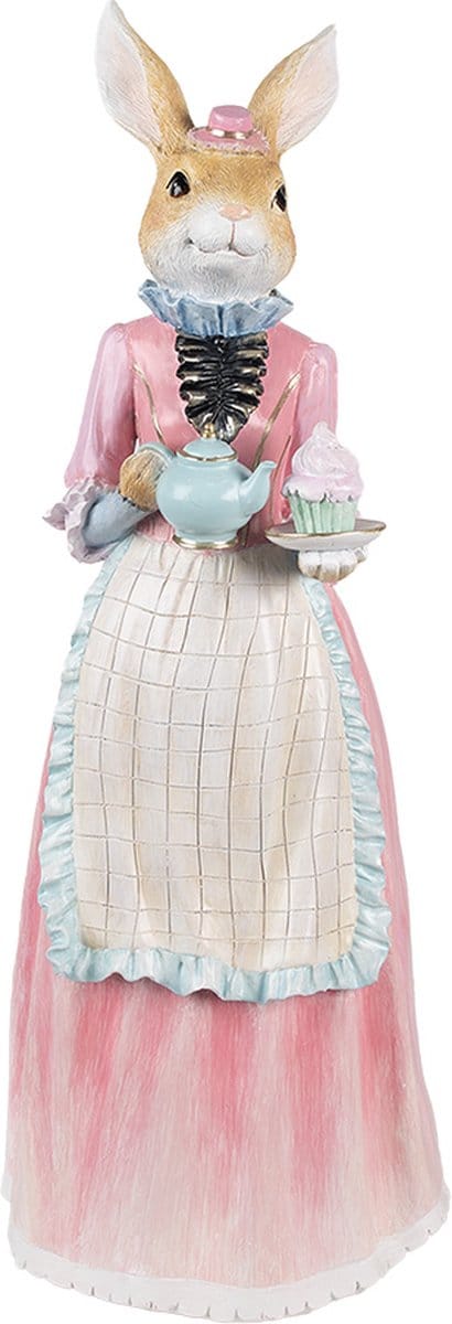 Clayre & Eef Decoratie Beeld Konijn 58 cm Beige Roze Kunststof