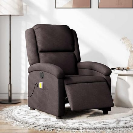 vidaXL - Massagestoel - elektrisch - verstelbaar - stof - donkerbruin