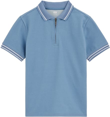 WE Fashion Jongens polo met quarter-zip en structuur
