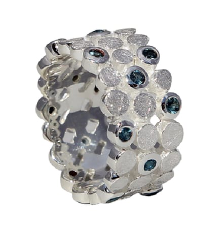 Schitterende Zilveren Brede Ring Iceland met Topaas 19.00 mm. (maat 60) model 36 Carmen | Damesring