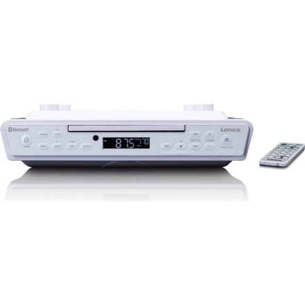 Lenco KCR-150WH Keukenradio VHF (FM) Bluetooth, CD Incl. afstandsbediening, Wekfunctie Wit