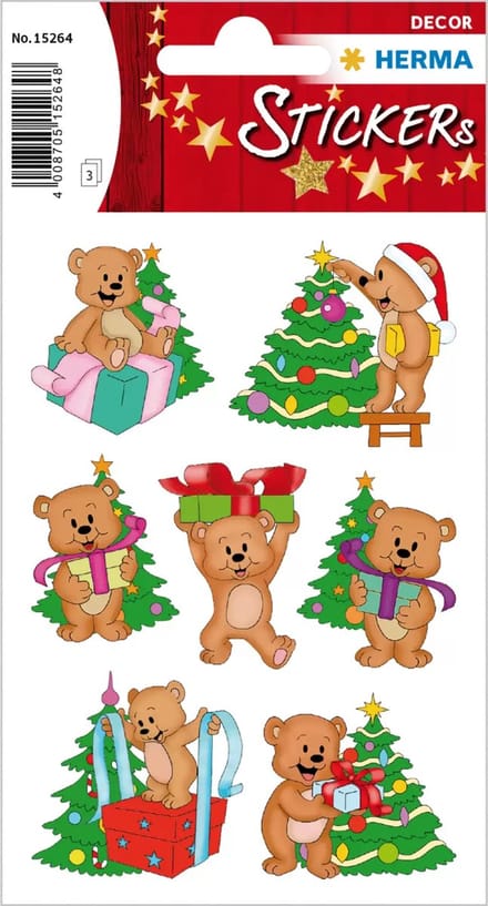 Herma Kerstdecoratie Stickervel Knuffelberen