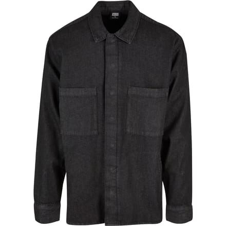 Urban Classics - Oversized Denim Pocket Shirt Overhemd - M - Zwart