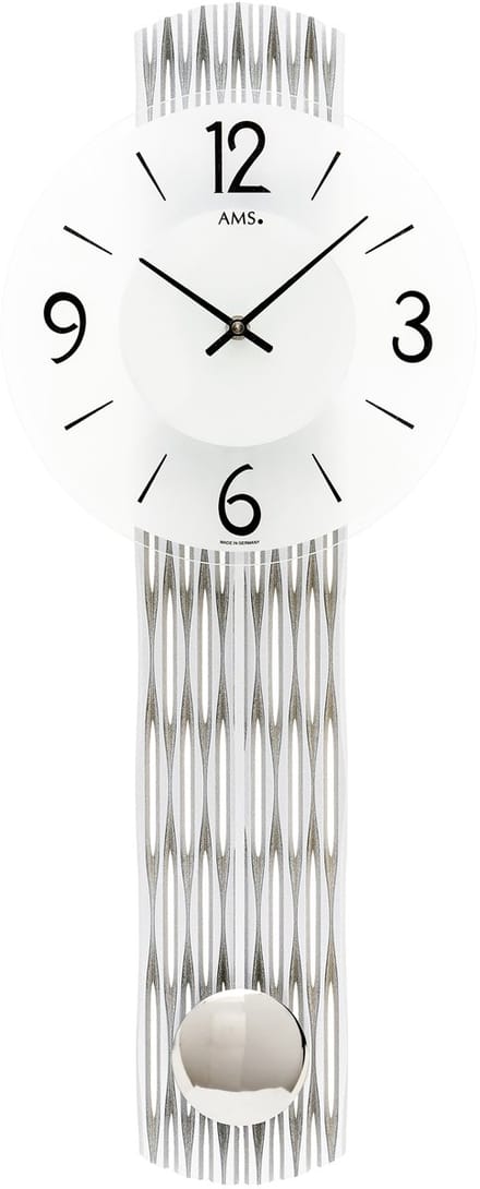AMS Quartz Wandklok met slinger W7506 zilverkleurig