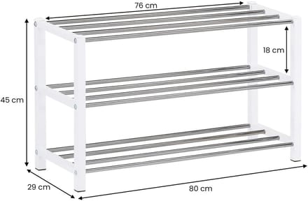 Schoenenrek DUBLIN met 3 planken – Wit