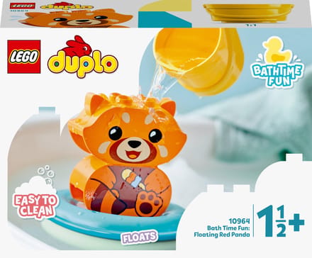 LEGO® DUPLO® Mijn eerste pret in bad: drijvende rode panda 10964 bouwspeelgoed voor baby's en peuters; eenvoudig te reinigen badspeelgoed met een rode panda; spelenderwijs leren voor peuters vanaf 18 maanden (5 onderdelen)