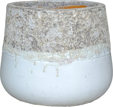 PTMD Lenz White Ceramic Pot Rough Top Border Round L