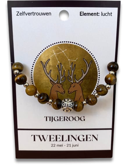 Tijgeroog sterrenbeeld armband - Tweelingen
