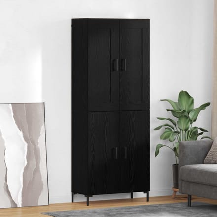 vidaXL - Highboard - 2 - st - Zwart - Eiken - 69,5 - x - 34 - x - 180 - cm - Bewerkt - hout