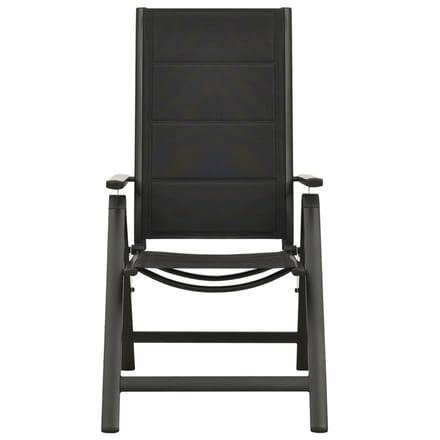 vidaXL - Opklapbare - stoelen, - 2 - stuks, - van - textiel - en - aluminium, - zwart.
