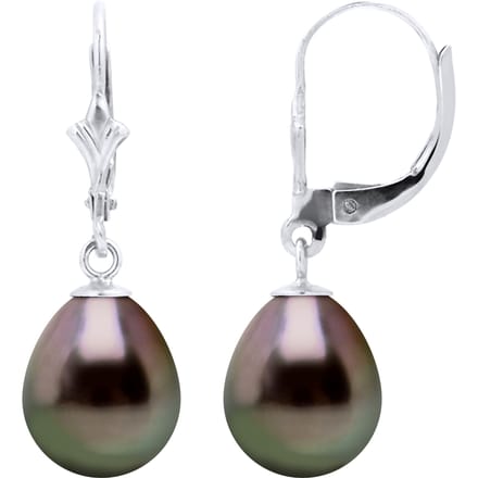 Drop Earrings Tahitian Parels 9-10 mm Pear White Gold