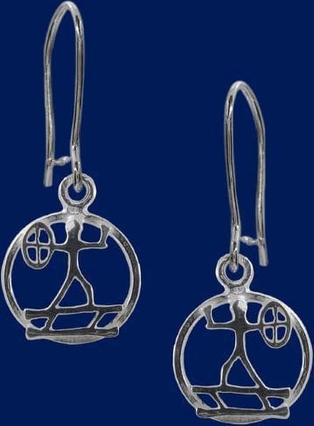 Oorbellen, hang, Kleine zilveren Sjamaan