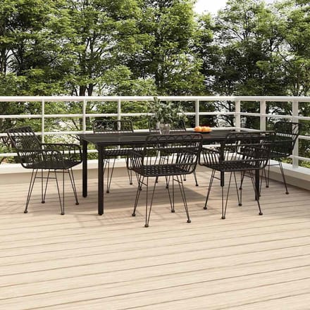 vidaXL - 7-delige - Tuinset - poly - rattan - zwart
