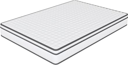 Matras 90 x 200 cm met pocketvering, H2 medium hardheid, massieve vering, wit (hoogte 25 cm)