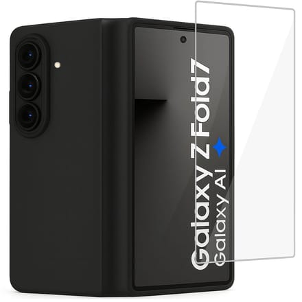 Technow hoesje + Screenprotector geschikt voor Samsung Galaxy Z Fold 7 – Liquid Back Case - Cover - Zwart