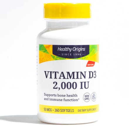Vitamine D3 2000 IE (360 Softgels) - Healthy Origins