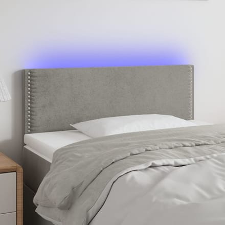 vidaXL - Hoofdbord - LED - 80x5x78/88 - cm - fluweel - lichtgrijs
