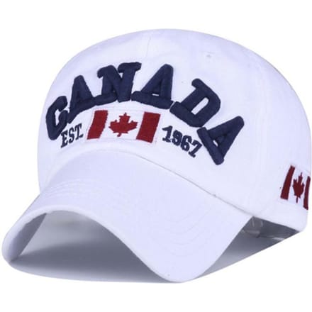 Casquette de Baseball en Coton Mode Canada Drapeau du Canada Casquette Snapback Réglable Casquettes de Baseball Homme Gorras white