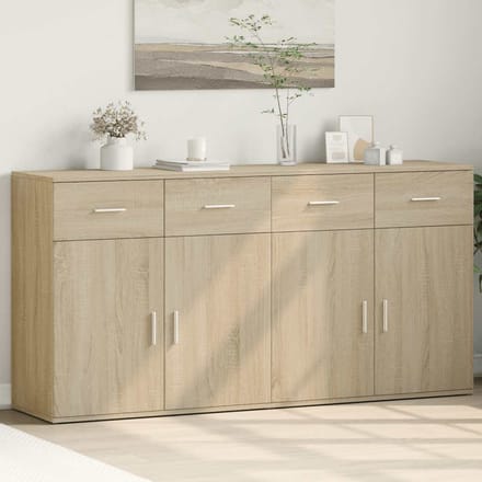 vidaXL - Dressoirs - 2 - st - 79x38x80 - cm - bewerkt - hout - sonoma - eikenkleurig