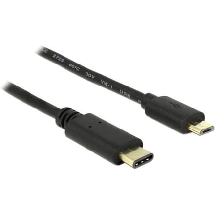Delock 83334 USB-kabel USB 2.0 USB-micro-B stekker, USB-C stekker 2.00 m Zwart