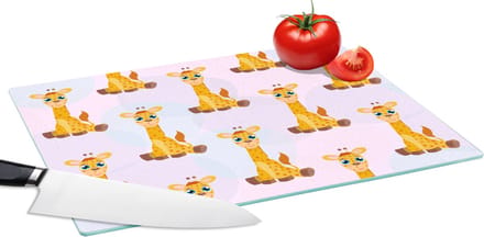 Glazen Snijplank - 39x28 - Giraffe - Patroon - Kinderen - Snijplanken Glas