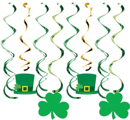8 hangende slingers met 4 St. Patrick's Day kartonnen borden, 90 cm