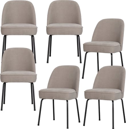 WOOOD Vogue Eetkamerstoelen - Geweven stof - Zand - Set van 6