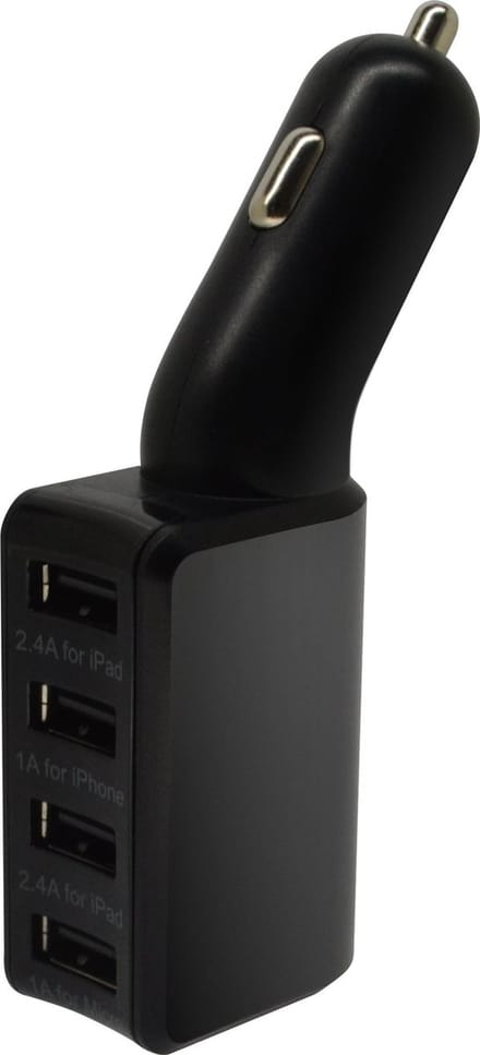 BeHello Autolader met 4 USB poorten 6.2A - Zwart