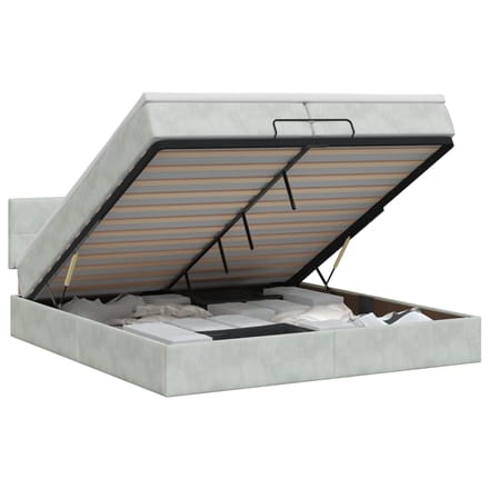 vidaXL - Ottoman - bed - met - matras - Lichtgrijs - 200 - x - 200 - cm - Fluweel