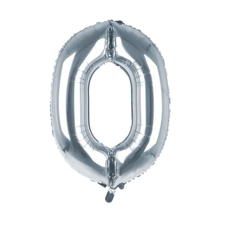 Cijfer Ballon '0'  Zilver (100CM)