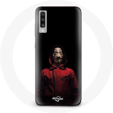 Coque - MANIACASE - Samsung Galaxy A70 - Masque La casa de papel - Noir - Souple noir