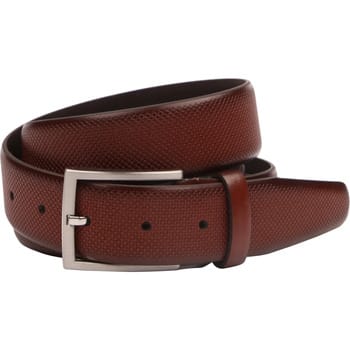 Suitable Riem Structuur Leer Cognac - Maat 105 - Heren leren broekriem / broeksriem - Ceintuur - Riem formeel