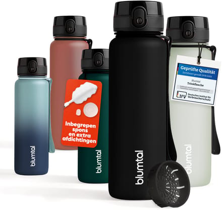 Blumtal Drinkfles - BPA Vrij - Lekvrij - Waterfles - 500 ml - Zwart
