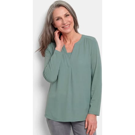 Elegante blouseshirt van jersey en chiffon - salie - Gr. 38 van Goldner Fashion