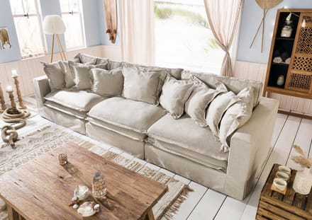 MASSIVMOEBEL24.DE 3-zitsbank beige Korsika 341x117x90 cm SOFAS deels gemonteerd