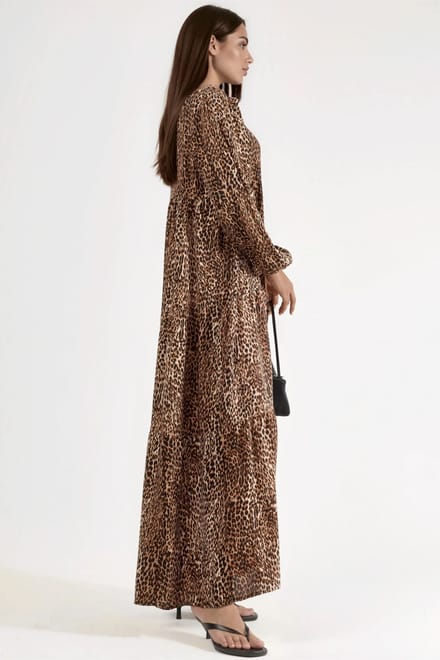 Comfort Fit Luipaardprint Maxi Jurk