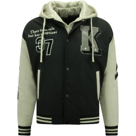 Heren Oversized College jassen met Capuchon - 8630 - Zwart