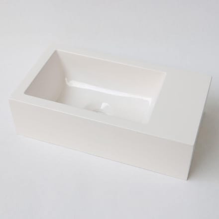 Fontein INK Contra Rechthoek Rechts 40x22x10cm Polystone Cilinder Glans Wit Zonder Kraangat