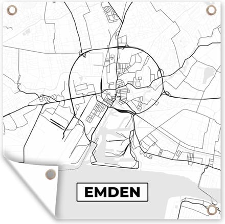 Tuindoek Emden - Kaart - Stadskaart - Plattegrond - 100x100 cm